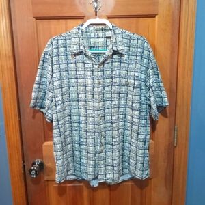 Summa 100% silk short sleeve button up shirt size L
